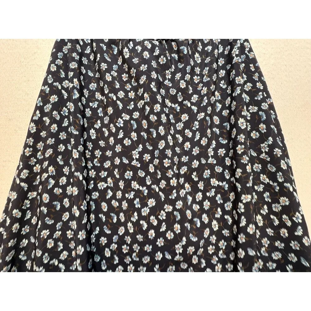 Sostanza Women's Coastal Midi Skirt Size Small Navy White Floral - Picture 8 of 9